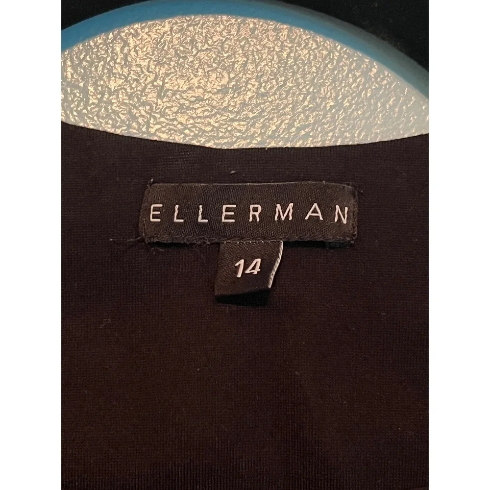 Quiet Luxury Draped Open Jacket Ellerman Black Faux Leather Trim 14